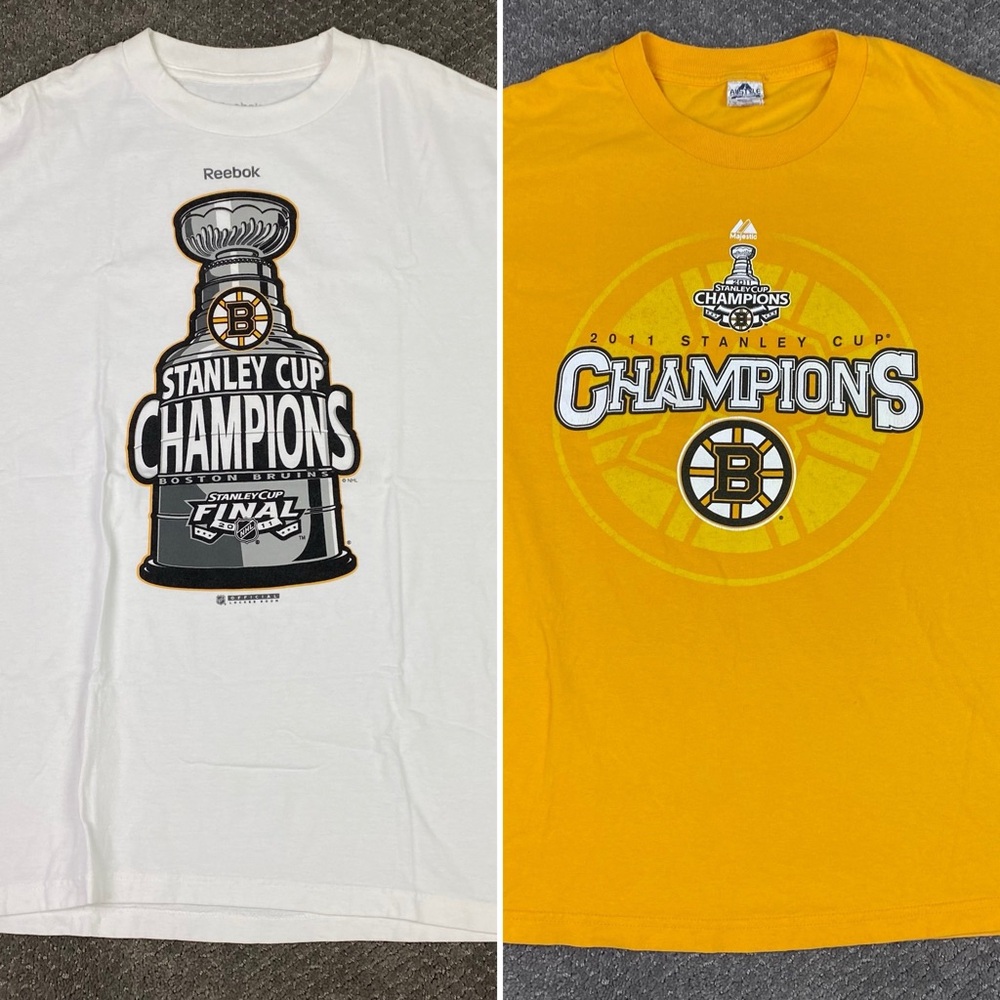 Boston Bruins 2011 Stanley Cup Champions T-Shirt lot of 2 Shirts Men’s XL